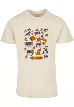 Классическая футболка ABSOLUTE CULT Shirt Tom and Jerry - Many Faces, светло-бежевый