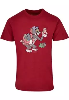 Классическая футболка ABSOLUTE CULT Shirt Tom and Jerry - Tom Egg Hunt, цвет bordeaux/melon
