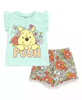 Классическая футболка для девочек «Принцесса Лило и Стич с Винни-Пухом» и шорты из шамбре до (12 месяцев — 14–16) Disney, синий