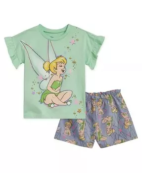 Классическая футболка для девочек «Принцесса Лило и Стич с Винни-Пухом» и шорты из шамбре до (12 месяцев — 14–16) Disney, зеленый