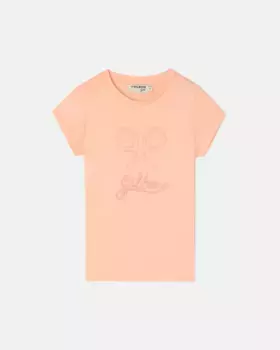 Классическая футболка для девочки с вышивкой в тон Silbon, оранжевый