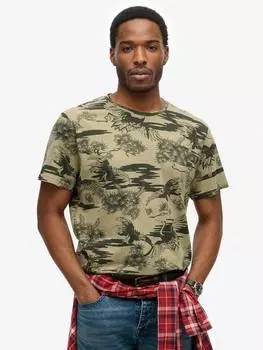 Классическая футболка essential с принтом Superdry, хаки