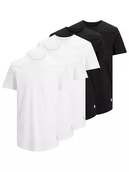 Классическая футболка JACK & JONES Regular fit Shirt Noa, черный/белый