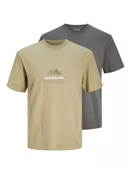Классическая футболка JACK & JONES Shirt JCOLIMA, цвет graphite/khaki