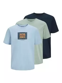 Классическая футболка JACK & JONES Shirt JJHudson, цвет light blue/dark blue