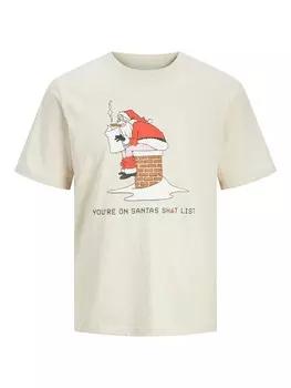 Классическая футболка JACK & JONES Shirt JJXMax Funny, серо-бежевый