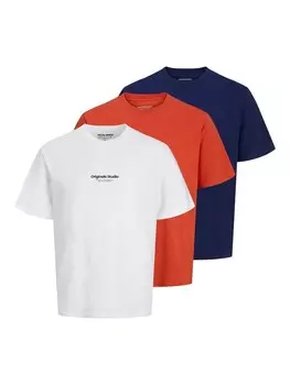Классическая футболка JACK & JONES Shirt JORVESTERBRO, цвет navy/dark orange/off white