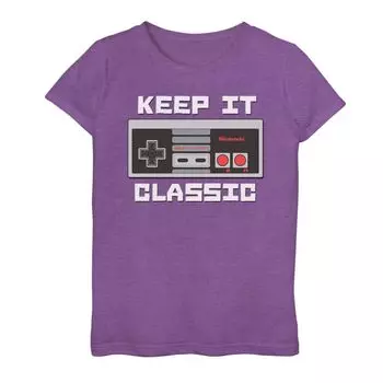 Классическая футболка Keep It с контроллером Nintendo NES для девочек 7–16 лет Licensed Character