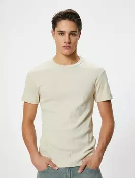 Классическая футболка Koton Shirt, бежевый