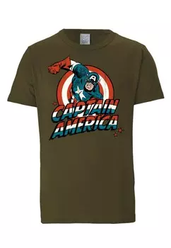 Классическая футболка LOGOSHIRT Shirt Captain America, оливковый