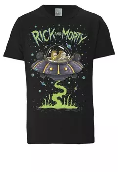 Классическая футболка LOGOSHIRT Shirt Rick & Morty - Raumschiff, черный