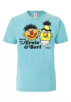 Классическая футболка LOGOSHIRT Shirt Sesamstrasse - Ernie & Bert | Havin Fun, светло-синий