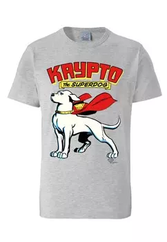 Классическая футболка LOGOSHIRT Shirt Superdog - Krypto, пятнистый серый