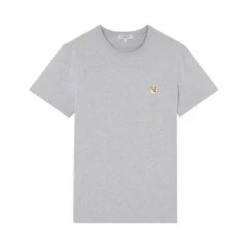 Классическая футболка Maison Kitsun с нашивкой в виде головы лисы, цвет Серый