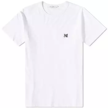 Классическая футболка Maison Kitsun серого цвета с нашивкой в виде головы лисы, белый