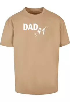Классическая футболка Merchcode Shirt Fathers Day - Dad number 1, бежевый