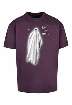 Классическая футболка Merchcode Shirt Halloween - Boo And Stuff, цвет blackberry
