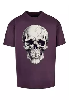 Классическая футболка Merchcode Shirt Halloween - Skull, цвет blackberry