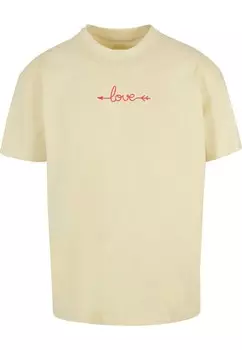 Классическая футболка Merchcode Shirt Hugs & Love - Love Arrow, цвет pastel yellow