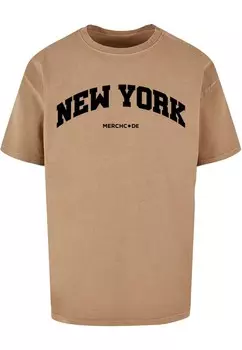 Классическая футболка Merchcode Shirt New York Wording, бежевый