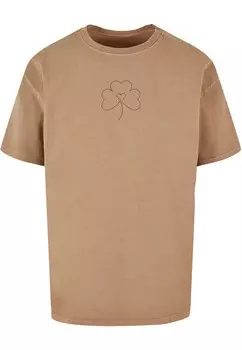 Классическая футболка Merchcode Shirt Spring - Leaf Clover Flower, темно-бежевый