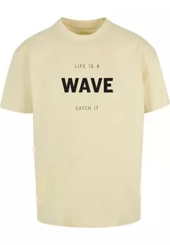 Классическая футболка Merchcode Shirt Summer - Life Is A Wave, цвет light yellow