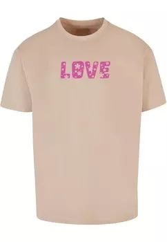 Классическая футболка Merchcode Shirt Valentines Day - Flowers Love, бежевый