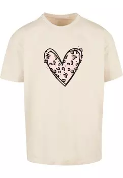 Классическая футболка Merchcode Shirt Valentines Day - Leopard Heart, бежевый