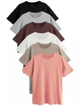 Классическая футболка Next Shirt, цвет dark beige/chocolate/grey/salmon/black