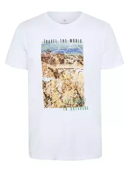 Классическая футболка Oklahoma Jeans Shirt mit Travel-Print, белый