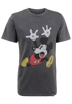Классическая футболка Recovered Shirt Disney Mickey Mouse Panic, темно-серый