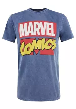Классическая футболка Recovered Shirt Marvel Comics Classic Retro Logo, синий