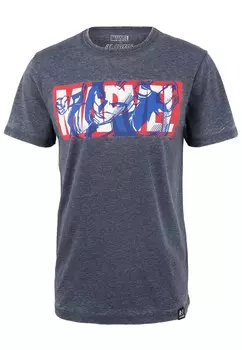 Классическая футболка Recovered Shirt Marvel Iron Man Classic Logo, темно-синий