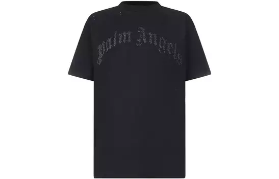 Классическая футболка с блестящим логотипом Palm Angels, черный