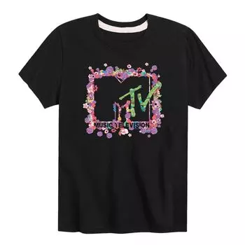 Классическая футболка с цветочным рисунком и логотипом MTV для мальчиков 8–20 лет Licensed Character, черный