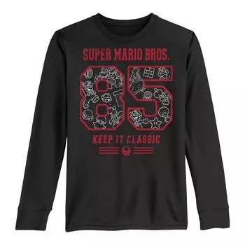 Классическая футболка с длинными рукавами и рисунком Super Mario 85 Keep It для мальчиков 8–20 лет Licensed Character