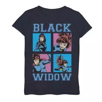 Классическая футболка с графическим изображением Marvel Black Widow для девочек 7–16 лет в упаковке с изображением комиксов в стиле ретро Marvel