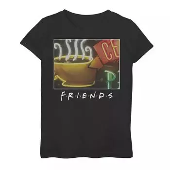 Классическая футболка с графическим логотипом Central Perk для девочек 7–16 лет Licensed Character, черный