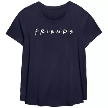Классическая футболка с графическим рисунком и логотипом больших размеров Friends Licensed Character, темно-синий