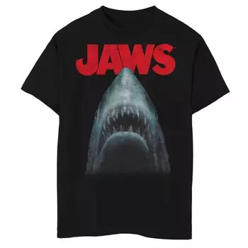 Классическая футболка с графическим рисунком Jaws Shark In Dark Waters для мальчиков 8–20 лет Licensed Character