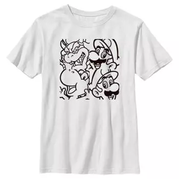 Классическая футболка с графическим рисунком Nintendo Super Mario Group для мальчиков 8–20 лет Licensed Character