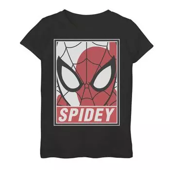 Классическая футболка с изображением Человека-паука Marvel для девочек 7–16 лет с декоративным плакатом и изображением паука Marvel