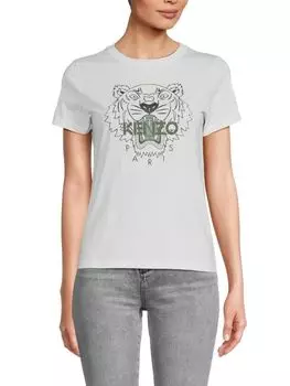 Классическая футболка с изображением тигра Kenzo, белый