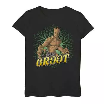 Классическая футболка с изображением торса для взрослых «Marvel Guardians Of The Galaxy» для девочек 8–20 лет больших размеров «I Am Groot» Licensed Character