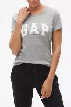 Классическая футболка с круглым вырезом и логотипом Gap, серый