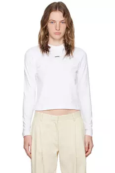 Классическая футболка с крупной вязкой и длинными рукавами Long Sleeve T-Shirt Jacquemus, белый