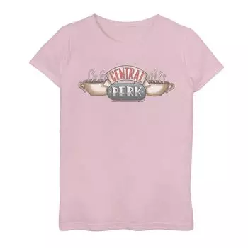 Классическая футболка с логотипом Central Perk для девочек 7–16 лет Friends Licensed Character, розовый