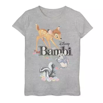 Классическая футболка с логотипом Disney's Bambi для девочек 7–16 лет, групповая съемка Licensed Character