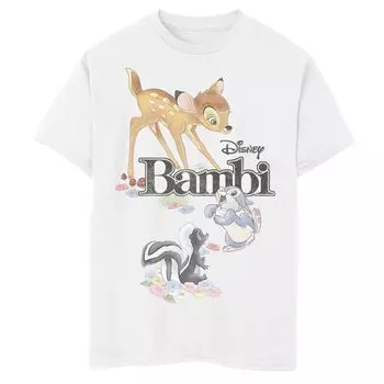 Классическая футболка с логотипом Disney's Bambi для мальчиков 8–20 лет, групповая съемка Disney