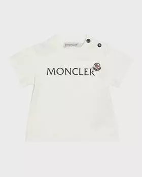 Классическая футболка с логотипом для мальчика, размер 3M-3 Moncler, цвет Natural